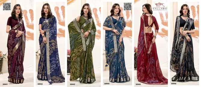 Jiya Vol 9 By Vallabhi Georgette Leaf Printed Sarees Orders In India