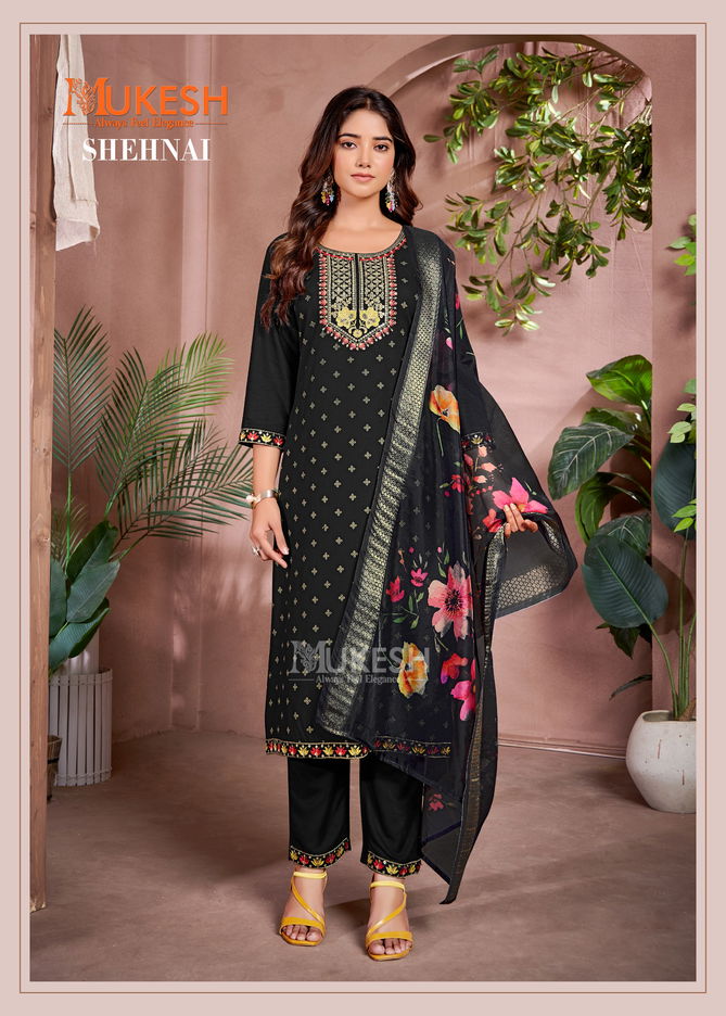 Shehnai By Mukesh Foil Butty Rayon Top With Bottom Dupatta Wholesale Shop In Surat