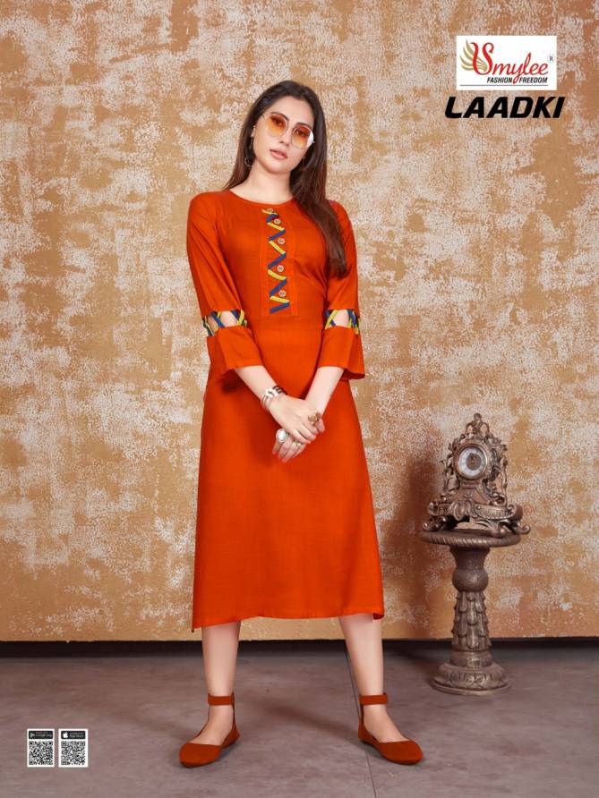 Smylee Ladki Heavy Latest Fancy Designer Ethnic Wear Rayon Casual Kurti Collection
