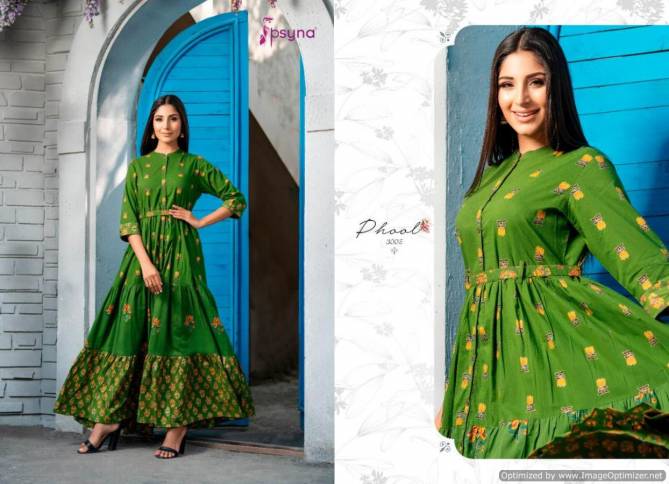 Psyna Phool Vol 3 Casual Wear Full Gown Style Cambric Cotton Kurti Collection 