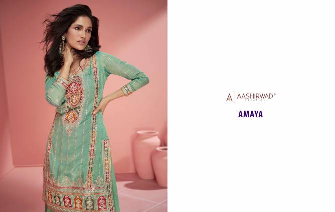 Amaya By Aashirwad 9894 To 9896 Series Best Sharara Readymade Suits Wholesale Shop in Surat 