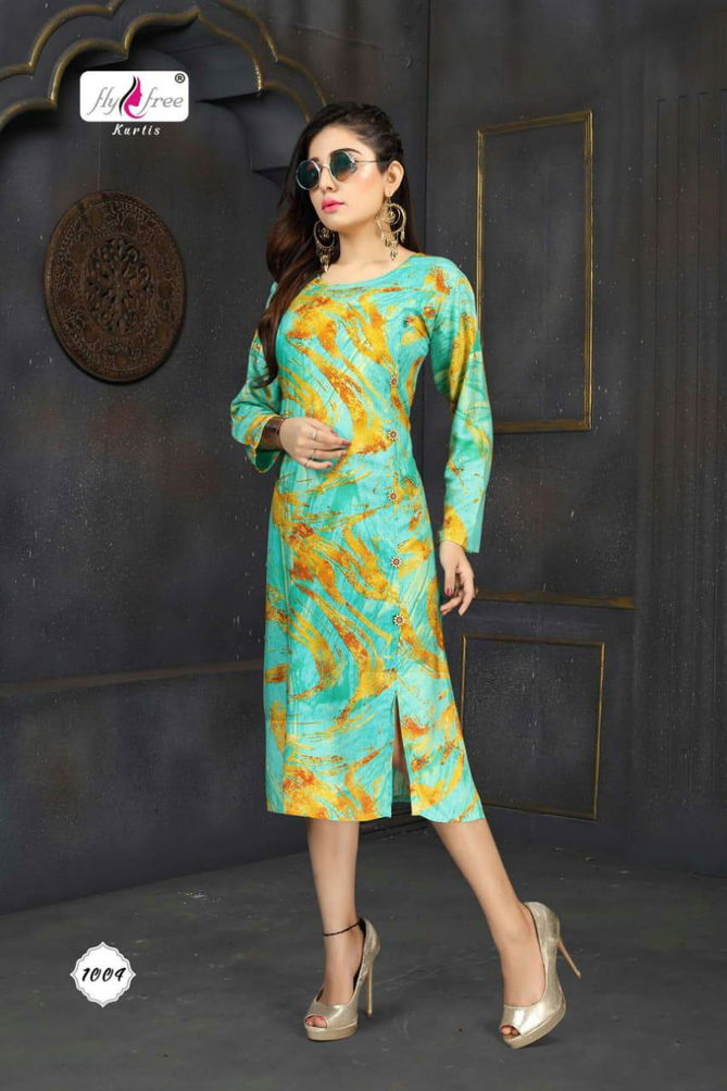 Fly Free Suduko 2 Latest Fancy Designer Stylish Casual Wear	Rayon Long Kurti Collection
