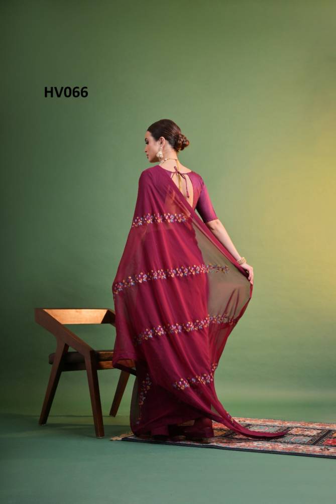 Vel By Fashion Berry HV066 Georgette Printed Party Wear Saree Exporters In India