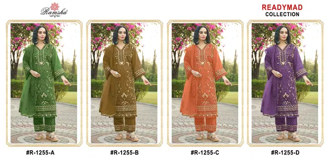 R 1255 Nx By Ramsha Gold Crush Pakistani Readymade Suits Wholesale In India