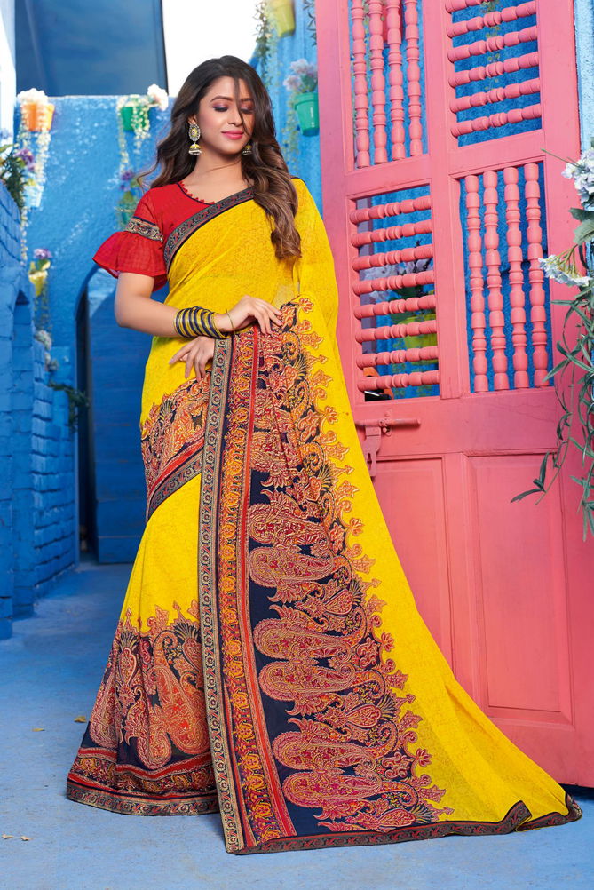 Hirva Mishri Latest fancy Designer Regular casual Wear Heavy Georgette Printed Saree Collection
