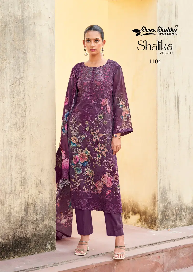 Shree Shalika Vol 110 Embroidery Printed Georgette Suits Suppliers In India