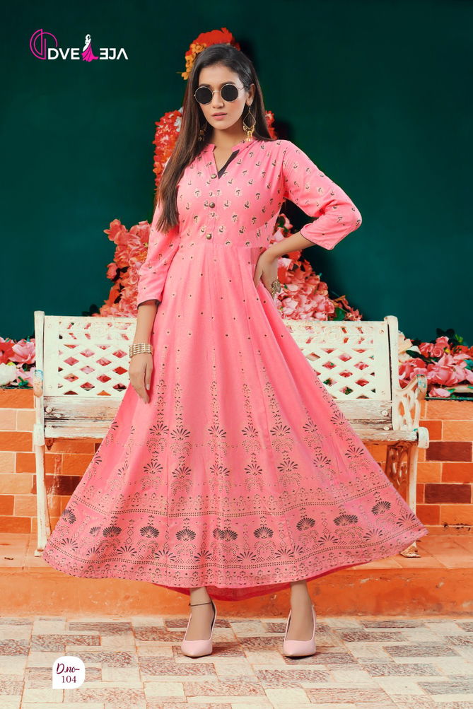 Dveeja Shagun New Designer Ethnic Wear Rayon Long Anarkali Kurti Collection