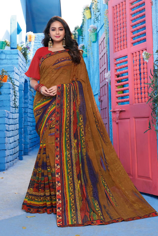 Hirva Mishri Latest fancy Designer Regular casual Wear Heavy Georgette Printed Saree Collection
