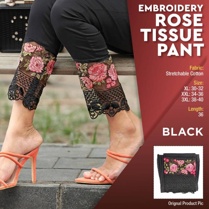 Embroidery Latest Fancy Designer Festive Wear Rosy Tissue Cotton Stylish Pant Collection
