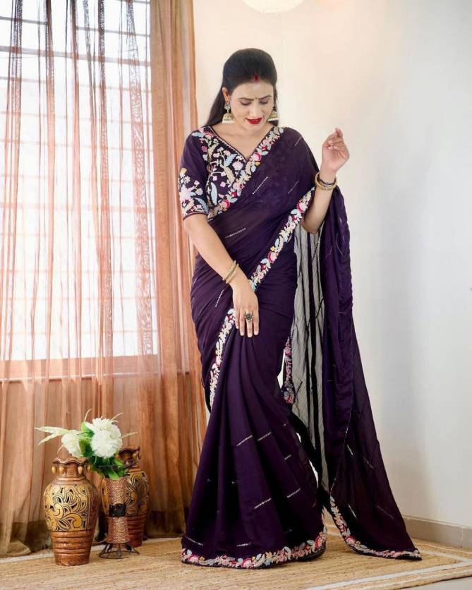 BT 1307 Designer Embroidery Rangoli Silk Readymade Blouse Saree Wholesale Online