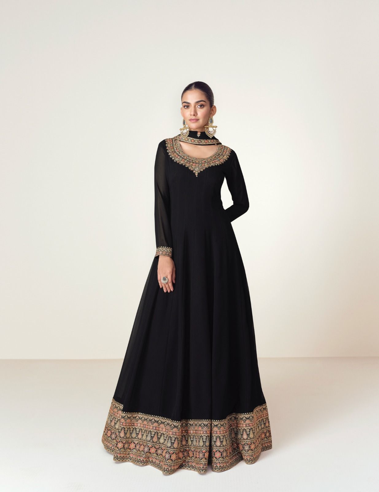 Virasat By Aashirwad Georgette Gown With Dupatta Wholesalers In Delhi