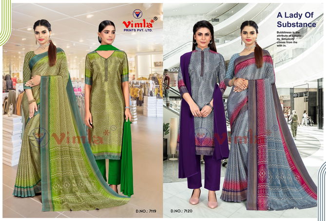 Tapsi Silk Vol 1 Printed Uniform Dress With Saree Combo Catalog
