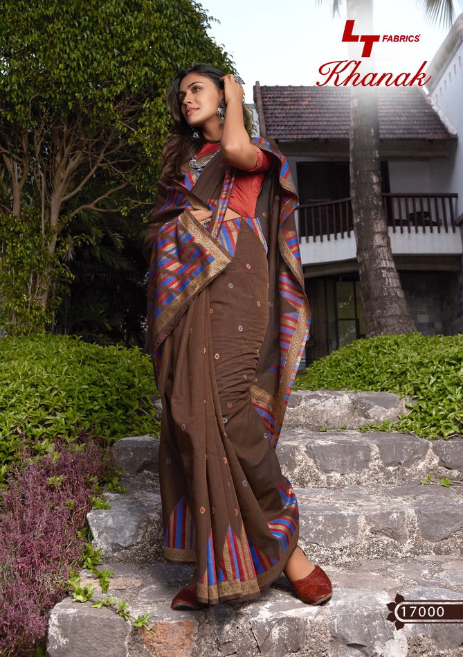 Lt Khanak Latest fancy Designer Casual Wear Printed Cotton Sarees Collection
