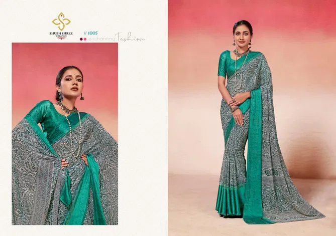 Nargis By Shubh Shree Weightless Satin Printed Sarees Wholesale Shop In India