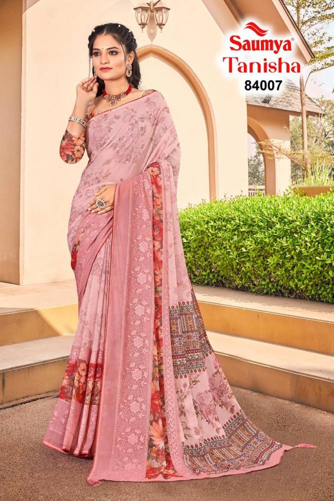 Tanisha By Saumya Printed Weightless Saree Suppliers In India