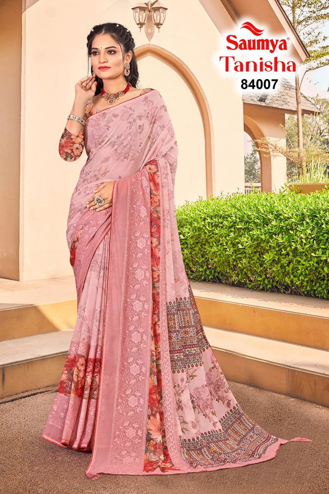 Tanisha By Saumya Printed Weightless Saree Suppliers In India