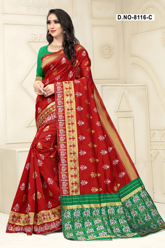 Udrop 8116 Latest Deaigner Fancy Wedding Wear Printed Handloom Cotton Silk Sarees Collection