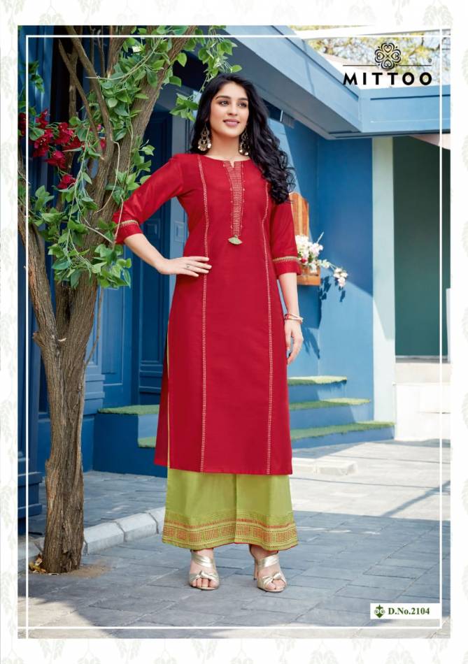 Mittoo Panghat 16 Long Latest fancy Designer Casual Wear Long Rayon Kurtis With Bottom Collection
