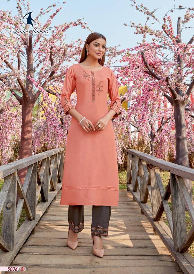 Ladies Flavour Ginni 3 Ethnic Wear Rayon Embroidery Kurti With Bottom Collection
