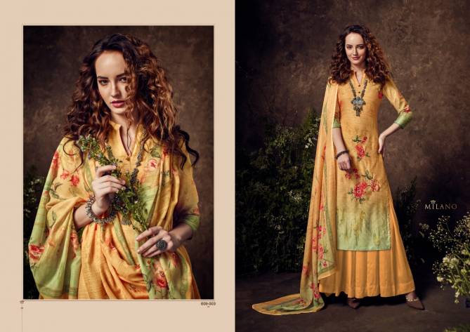 Belliza Milano Designer Pure Cotton Muslin Original Digital Print with Exclusive Fancy Heavy Handwork Dress Material Collection