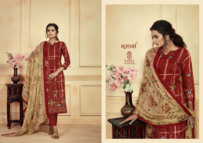 Romani Kalki Fancy Designer Ethnic Wear Jam Cotton Printed Dress Material Collection