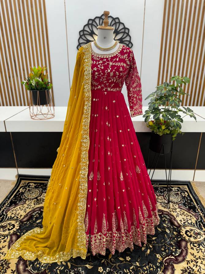 Sr 1584 Faux Georgette Printed Wedding Wear Readymade Suits Wholesale Shop In Surat