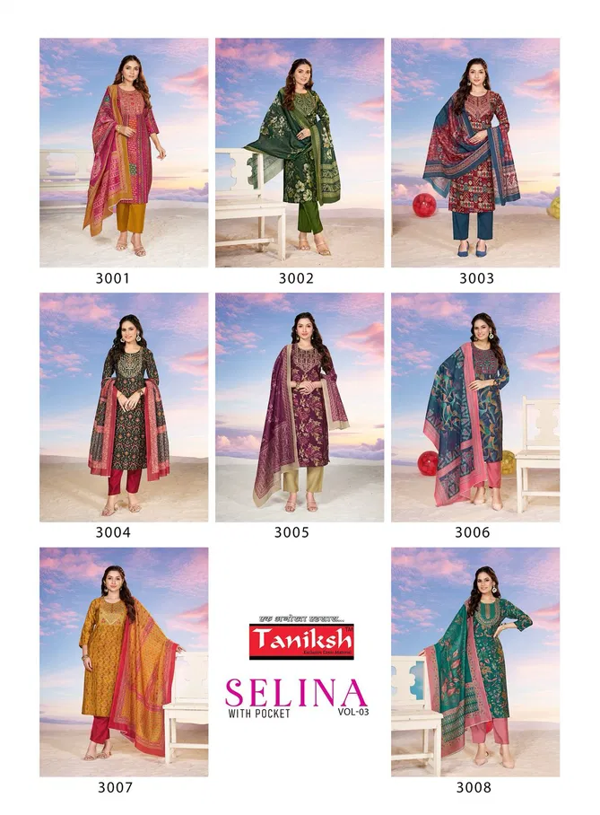 Selina Vol 3 By Taniksh Muslin Printed Kurti With Bottom Dupatta Orders In India