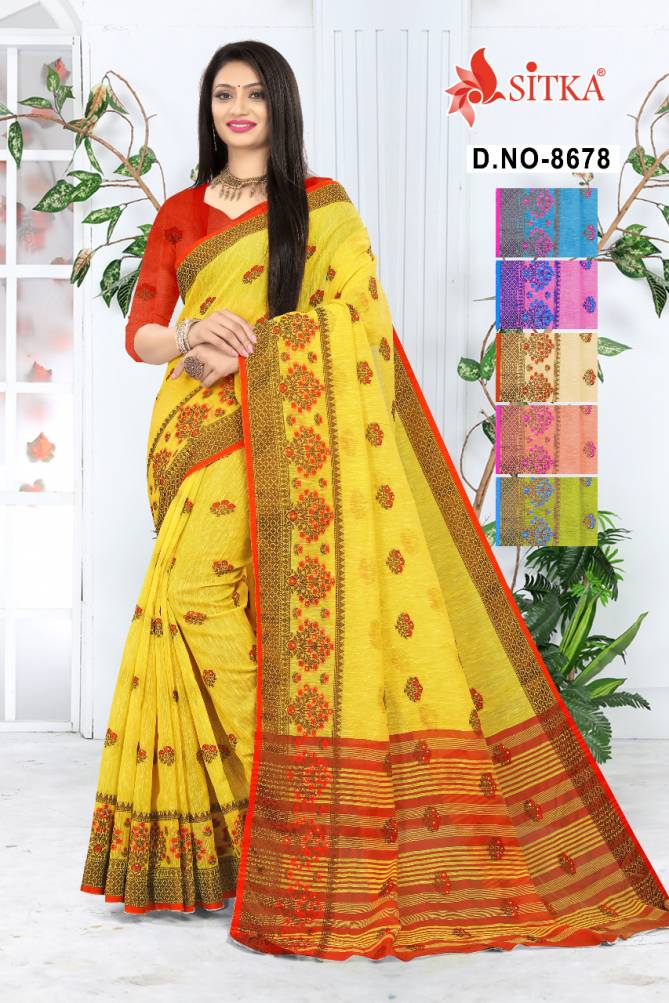 Malai Cotton 8678 Fancy Designer Festive Wear Printed cotton work with diamond Saree Collection
