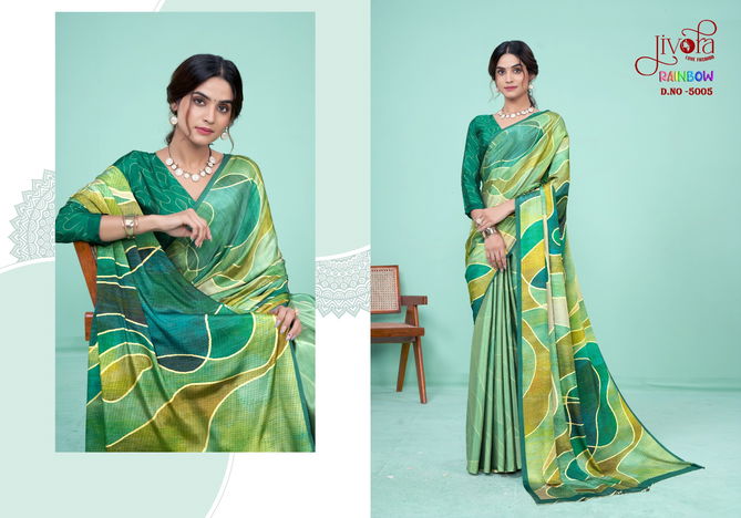 Ranibow By Jivora Crepe Digital Printed Daily Wear Saree Exporters In India