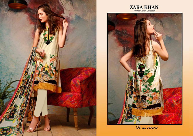 Zara Khan Latest Designer Festive Wear Karachi Pure Lawn Cotton Dress Material Collection 
