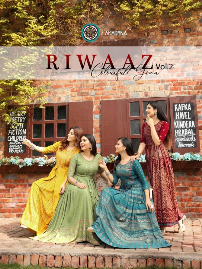 Aradhna Riwaaz 2 Fancy Festive  Wear Anarkali Rayon Printed Long Kurtis Collection