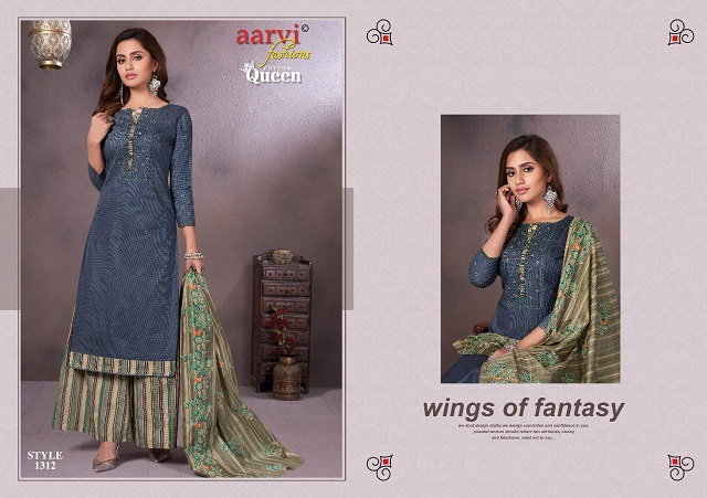 Aarvi Queen 3 Latest fancy regular Wear Pure Cotton Cambric Dress Material Collection
