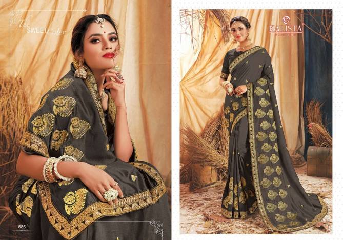Kalista Mihika Fancy Festive Wear vichitra silk Embroidery Worked Heavy Designer Sarees Collection

