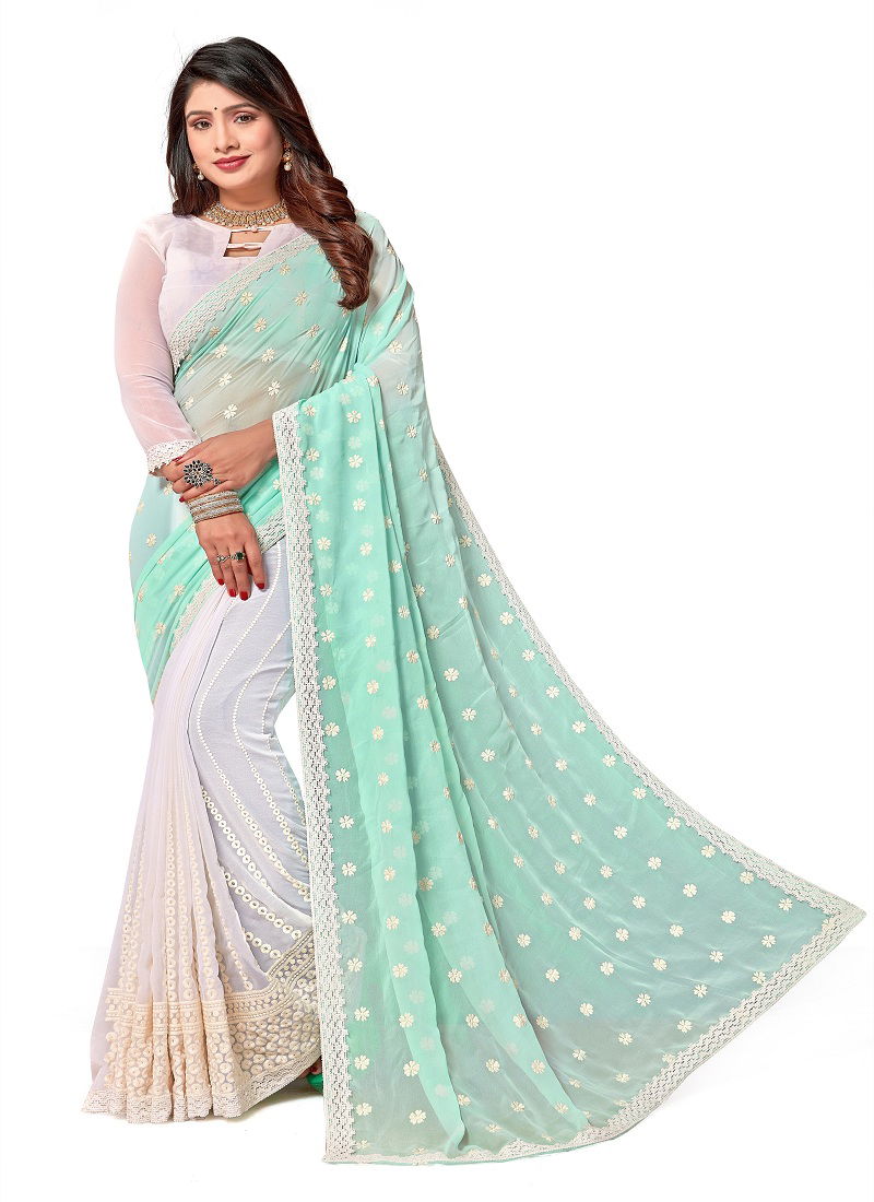 Mannat By Utsav Nari Georgette Embroidery Saree Suppliers In India