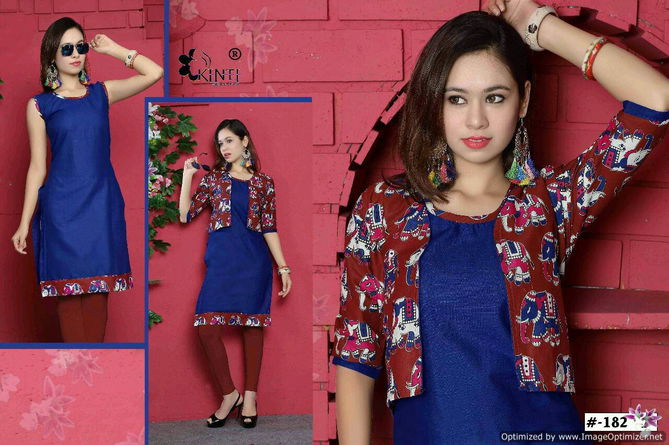 Kinti KamyaFancy Designer Ethnic Wear Handloom Cotton Printed Separate Jacket Kurtis Collection