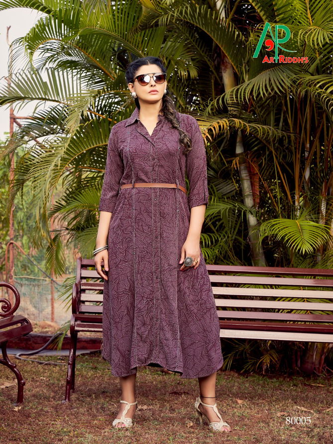 Art Riddhs Chaitanya Maxi Party Wear Style Rayon Kurti Collection
