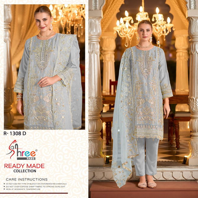 R 1308 Shree Fab Organza Embrodairy Pakistani Readymade Suits Orders In India