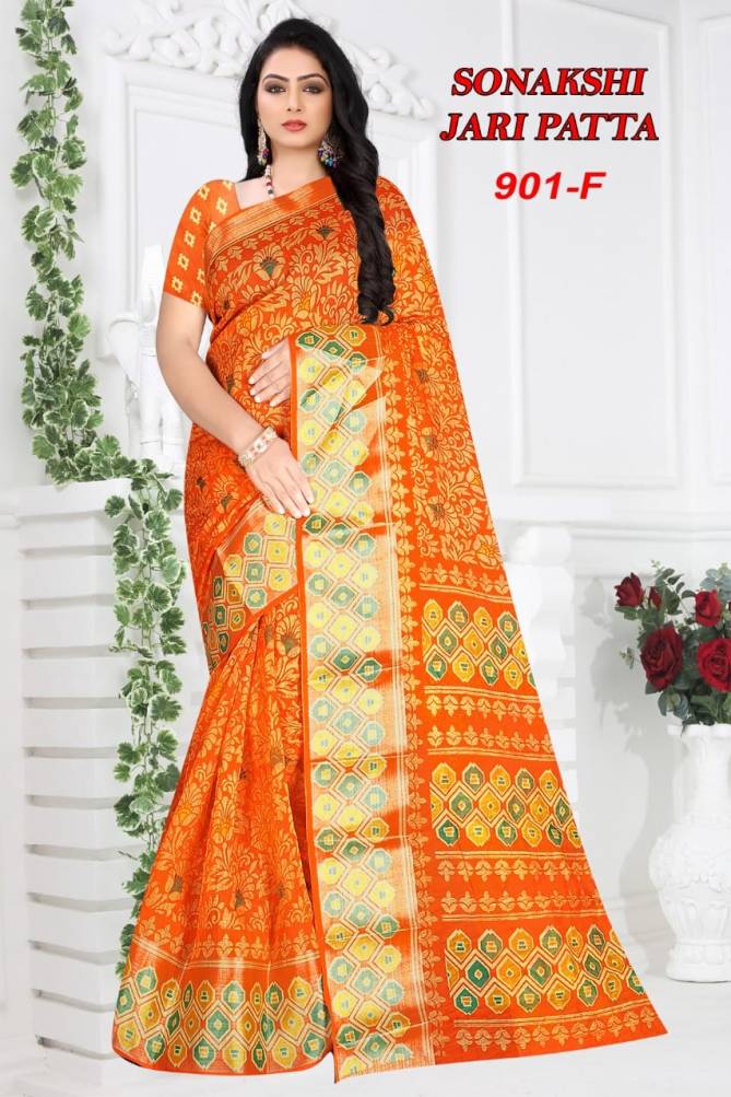 Sonakshi Jari Patta 901 Fancy Regular Wear Cotton Printed Latest Saree Collection
