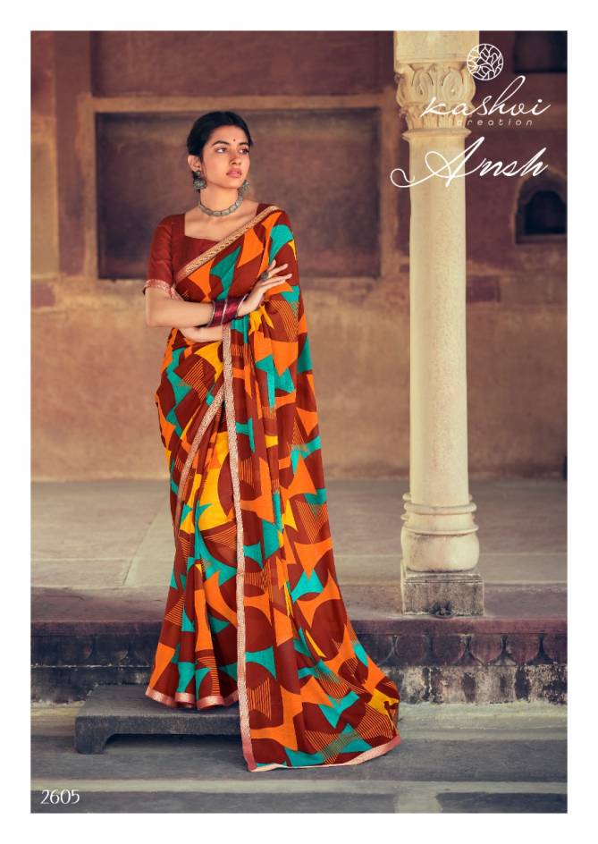 Kashvi Ansh 2 Fancy Designer Casual Regular Wear Weightless Georgette Printed Sarees Collection
