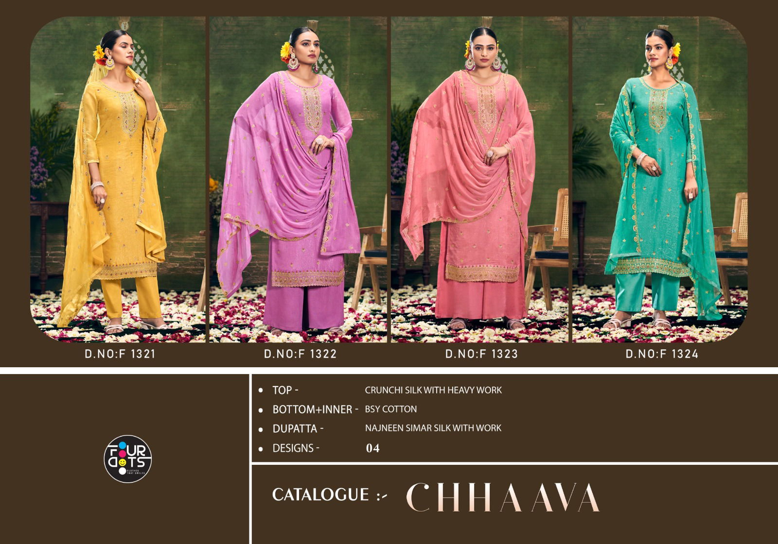 Chhaava By Four Dots Crunchy Silk Designer Salwar Kameez Wholesale Price