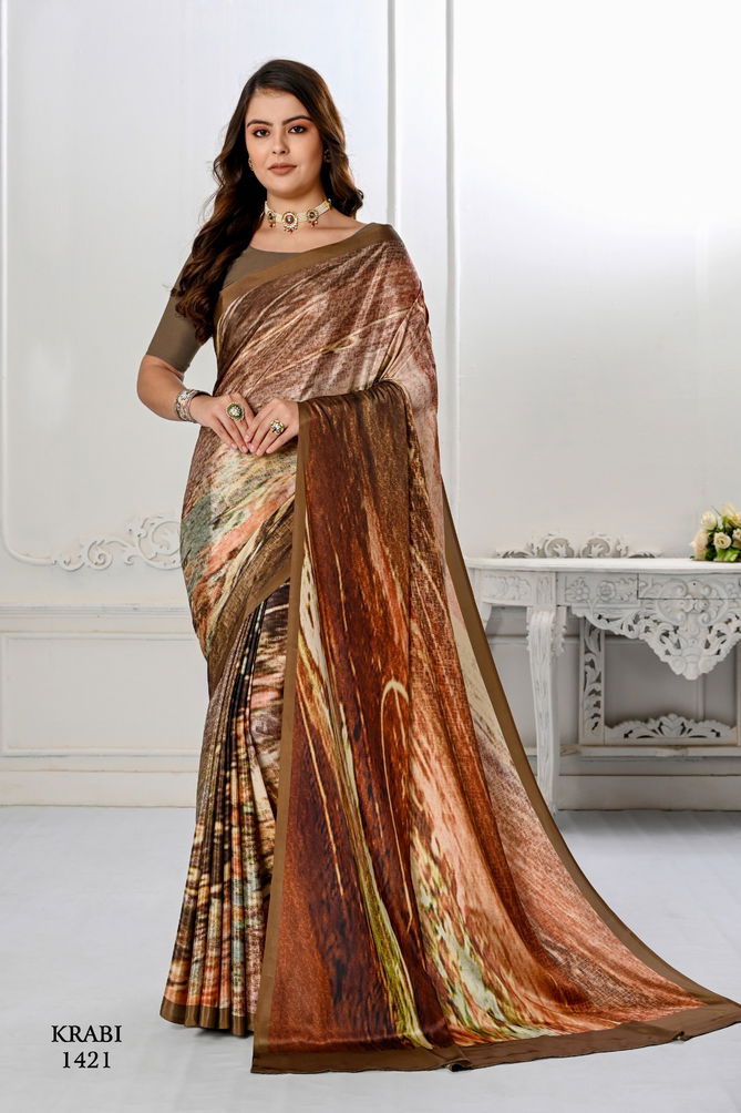 Krabi By Jivora 1404 To 1421 Crepe Digital Printed Casual Wear Surat Saree Wholesale Market