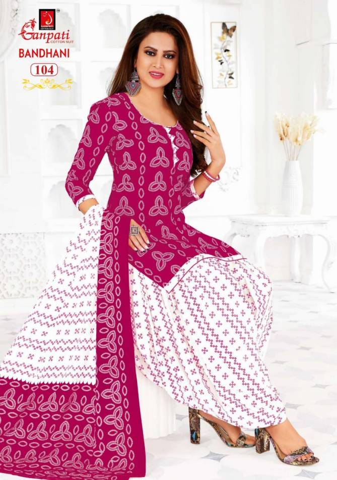 Ganpati Bandhani 1 Printed Cotton Regular Wear Designer Dress Material Collection
