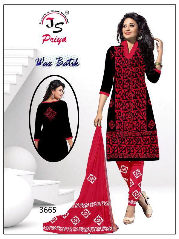 Js Priya Wax Batik Printed Cotton Casual Wear Dress Material Collection
