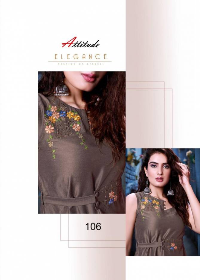 Attitude SHOW- ME Chinon Soft Silk Embroidered Premium Series of Kurti with Pant Classsy Style With it's Eye-Catching & Wonderful Collection