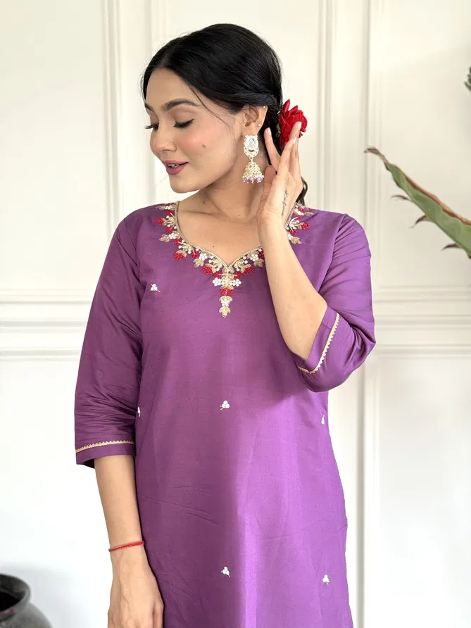 KF 3021 Kalaai Viscose Chanderi Embroidery Kurti With Bottom Dupatta Orders In India