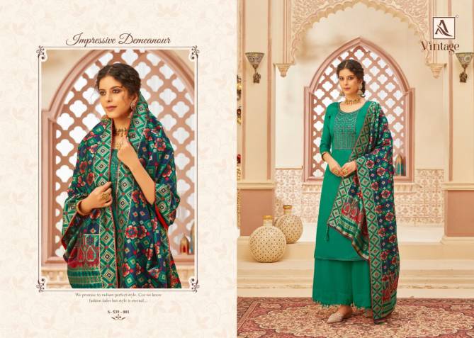 Alok Vintage Designer Fancy Wedding Wear Fancy Kashmiri Embroidery with Swarovski Diamond Work Dress Material Collection