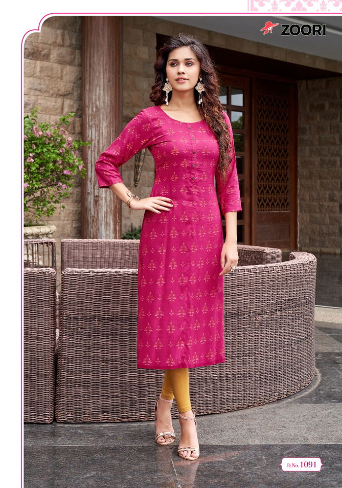 Zoori Akshara 15 Rayon Printed Regular Wear Latest Kurti Collection