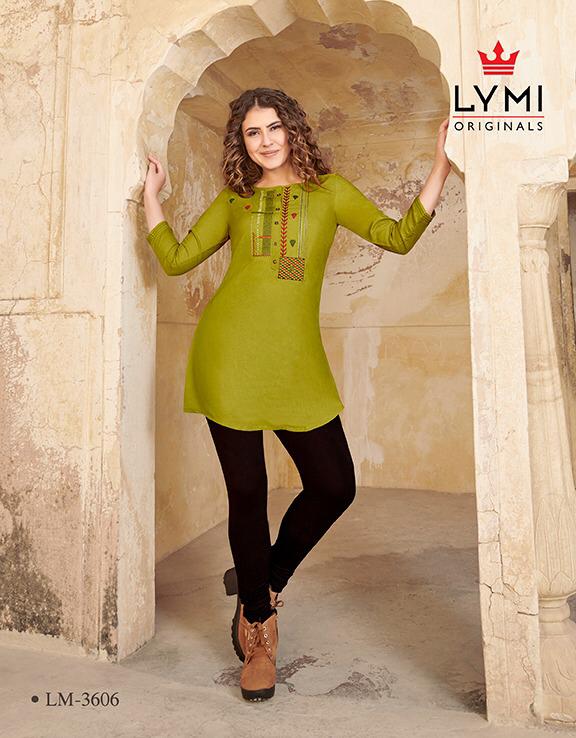 Lymi Artwork Latest Designer Casual Wear Three-Fourth Hand Embroidery Work Short Tops Collection 