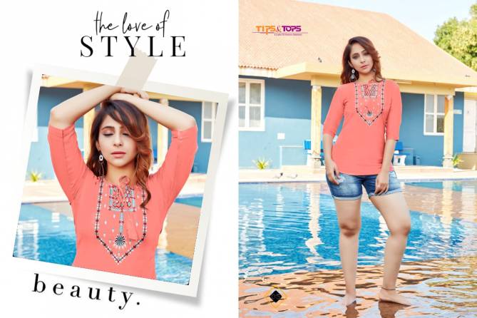 Tips Tops Blossom 8 Fancy Ethnic Wear Rayon Designer Short Top Collection