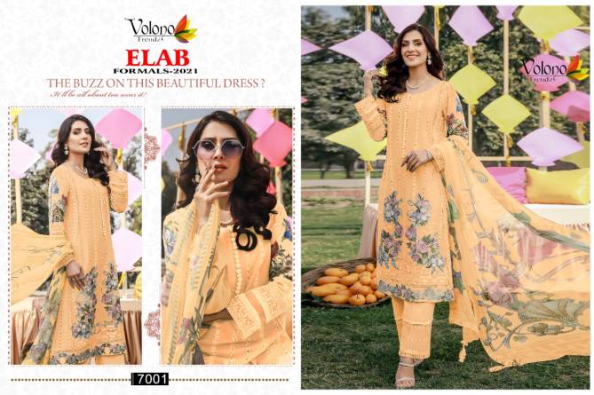 Volono Elab Formals 2021 Latest Fancy Designer Colors Luxury Embroidery Cambric Pakistani Salwar Suit Collection
